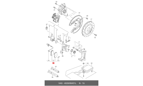 Колодки тормозные дисковые VAG, комплект на ось (4 шт), арт. 4G0 698 451 L