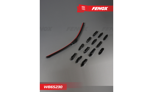 Щётка стеклоочистителя Fenox 650мм (26") бескаркасная, всесезонная, 14 переходников, 1 шт, арт. WB65230