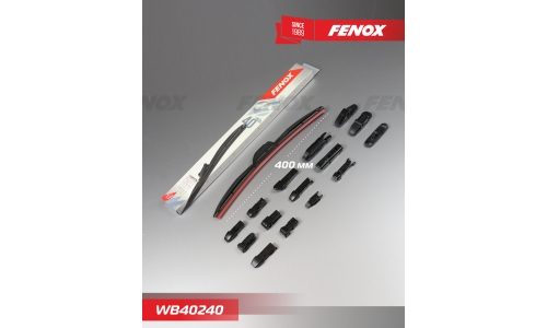Щётка стеклоочистителя Fenox 400мм (16") гибридная, всесезонная, со спойлером, 15 переходников, 1 шт, арт. WB40240