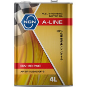 Масло моторное NGN A-Line PAO 0w30, синтетическое, API SP, ILSAC GF-6A, для бензинового двигателя, 4л, арт. V182575108
