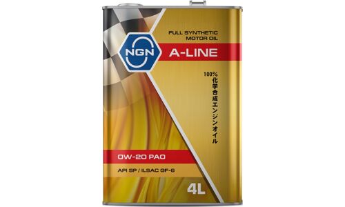 Масло моторное NGN A-Line PAO 0w20, синтетическое, API SP, ILSAC GF-6A, для бензинового двигателя, 4л, арт. V182575123