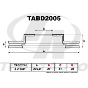 Тормозной диск пер. FIT GD2 GD4 GD3 239x21x61x39x4x100 TRUSTAUTO, арт. TABD2005