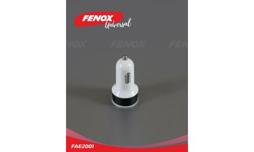 Зарядное устройство в прикуриватель Fenox, 12/24В, 2хUSB (5В, 1/2.1А), белое, с функцией быстрой зарядки Quick Charge 3.0, арт. FAE2001