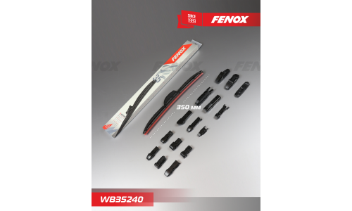 Щётка стеклоочистителя Fenox 350мм (14") гибридная, всесезонная, со спойлером, 15 переходников, 1 шт, арт. WB35240