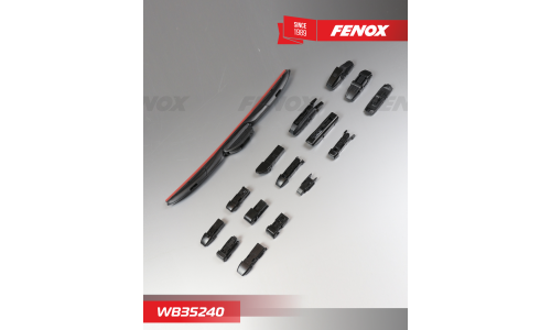 Щётка стеклоочистителя Fenox 350мм (14") гибридная, всесезонная, со спойлером, 15 переходников, 1 шт, арт. WB35240