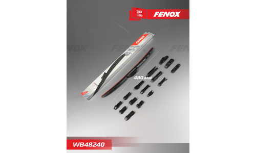 Щётка стеклоочистителя Fenox 480мм (19") гибридная, всесезонная, 15 переходников, 1 шт, арт. WB48240