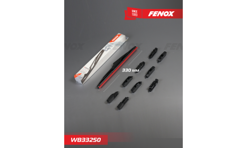 Щётка стеклоочистителя Fenox 330мм (13") каркасная, всесезонная, 10 переходников, 1 шт, арт. WB33250