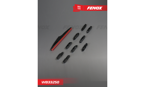 Щётка стеклоочистителя Fenox 330мм (13") каркасная, всесезонная, 10 переходников, 1 шт, арт. WB33250