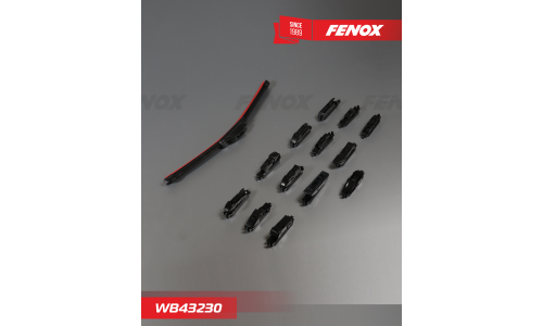 Щётка стеклоочистителя Fenox 430мм (17") бескаркасная, всесезонная, со спойлером, 14 переходников, 1 шт, арт. WB43230