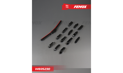 Щётка стеклоочистителя Fenox 350мм (14") бескаркасная, всесезонная, со спойлером, 14 переходников, 1 шт, арт. WB35230