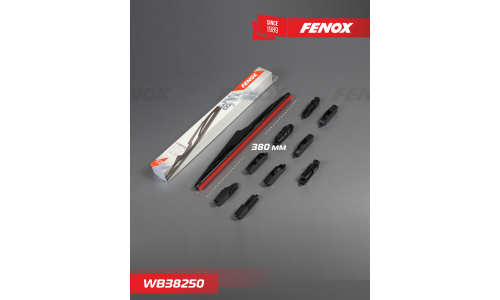 Щётка стеклоочистителя Fenox 380мм (15") каркасная, всесезонная, 10 переходников, 1 шт, арт. WB38250