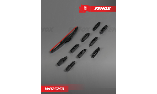 Щётка стеклоочистителя Fenox 250мм (10") каркасная, всесезонная, 10 переходников, 1 шт, арт. WB25250