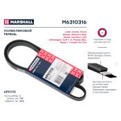 Ремень поликлиновой Marshall, арт. M6310316