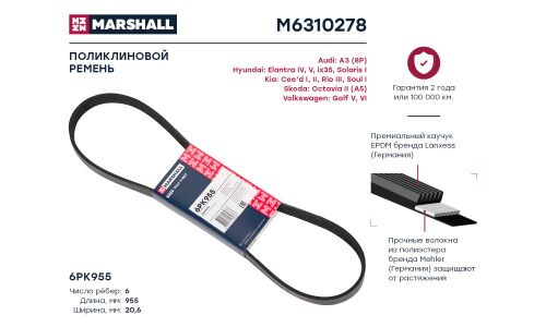 Ремень поликлиновой Marshall, арт. M6310278
