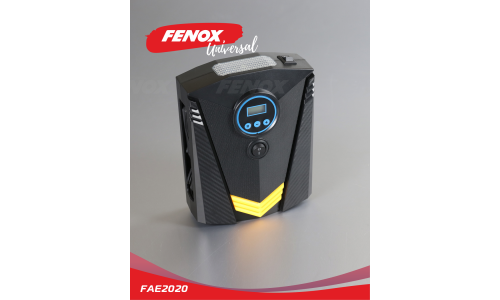 Компрессор автомобильный Fenox, 12В, 5А, 20л/мин, 10атм, с фонариком и инструментами (отвёртки, плоскогубцы, набор для ремонта шин), кейс, арт. FAE2020