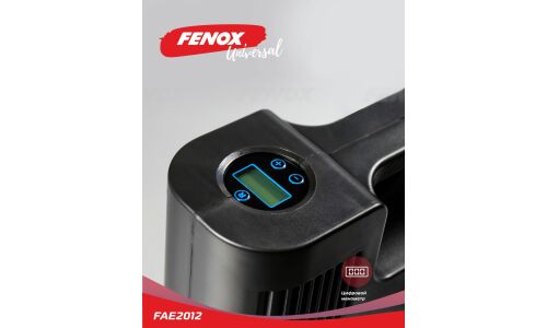 Компрессор автомобильный Fenox, 12В, 10А, 35л/мин, 10атм, длина шланга 50см, с фонариком, арт. FAE2012