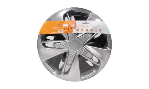 Колпаки на колеса Airline Супер Астра, 15", серебристые, под карбон, 2 шт, арт. AWCC-15-24