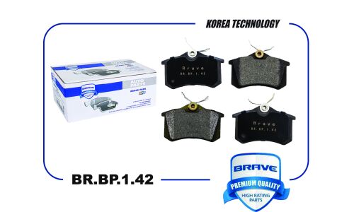 Колодки тормозные дисковые Brave, задние, комплект на ось (4 шт), арт. BR.BP.1.42