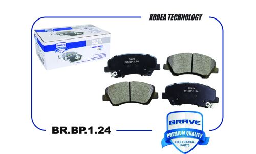 Колодки тормозные дисковые Brave, передние, комплект на ось (4 шт), арт. BR.BP.1.24