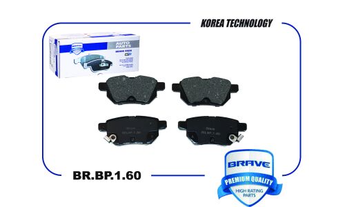 Колодки тормозные дисковые Brave, задние, комплект на ось (4 шт), арт. BR.BP.1.60