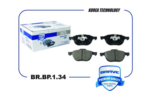 Колодки тормозные дисковые Brave, передние, комплект на ось (4 шт), арт. BR.BP.1.34