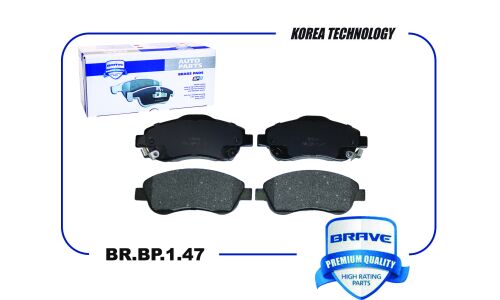 Колодки тормозные дисковые Brave, передние, комплект на ось (4 шт), арт. BR.BP.1.47