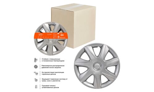 Колпаки на колеса Airline Джой, 15", серебристые, под карбон, 2 шт, арт. AWCC-15-31