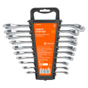 Набор комбинированных ключей Airline с держателем, от 8мм до 19мм, комплект 10 предметов, арт. ATAF025