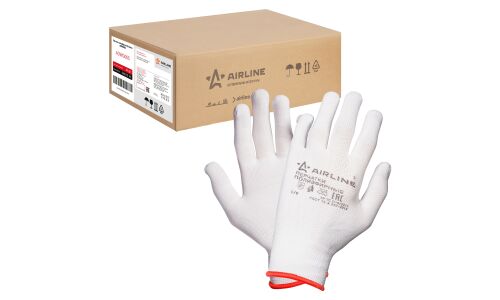 Перчатки полиэфирные Airline, белые, размер L, 1 пара, арт. ADWG005