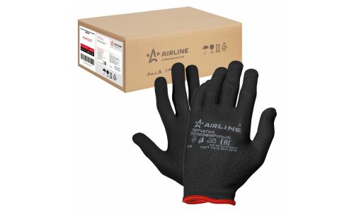 Перчатки полиэфирные Airline, чёрные, размер L, 1 пара, арт. ADWG007