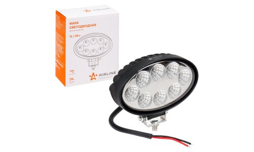 Фара светодиодная овальная, 8 LED рассеянный свет, 24W, (140х86х55) 12/24V AIRLINE, арт. ALED013