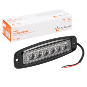 Фара светодиодная прямоугольная врезная, 6 LED рассеянный свет, 18W, (185х60х35) 12/24V AIRLINE, арт. ALED007