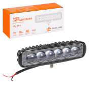 Фара светодиодная прямоугольная, 6 LED 4D линза, 18W, (157х42х40) 12/24V AIRLINE, арт. ALED006