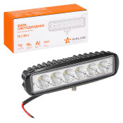 Фара светодиодная прямоугольная, 6 LED рассеянный свет, 18W, (157х42х40) 12/24V AIRLINE, арт. ALED005