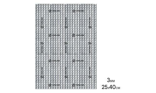 Вибропоглощающий материал Airline Base 3, толщина 3мм, 5.1кг/м², КМП 0.23, лист 250х400мм, арт. ADVI005