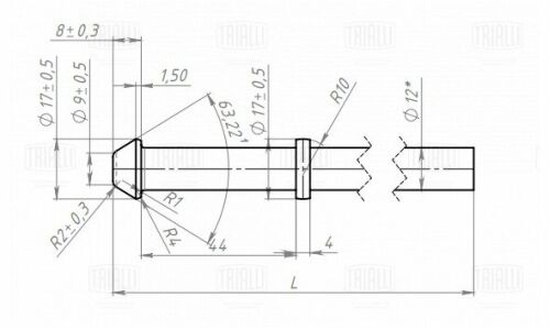 Кронштейн прямой с «грибком» и упором универсальный, L=160мм Trialli, арт. EMB 0105