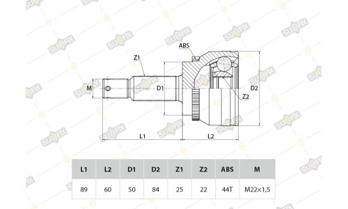 ШРУС Sufix, передний, наружный, арт. ST-1036