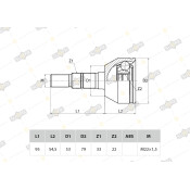 ШРУС Sufix, передний, наружный, арт. ST-1096