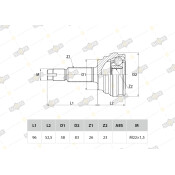 ШРУС Sufix, передний, наружный, арт. ST-1104