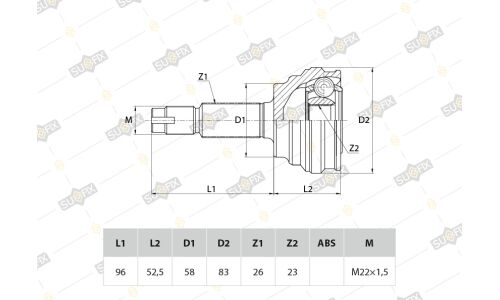 ШРУС Sufix, передний, наружный, арт. ST-1104