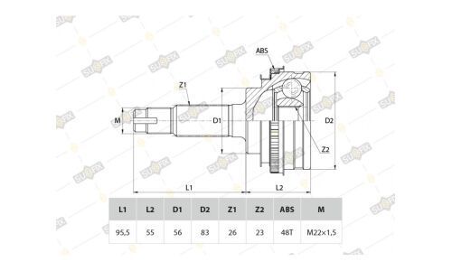ШРУС Sufix, передний, наружный, арт. ST-1100