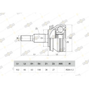 ШРУС Sufix, передний, наружный, арт. ST-1116