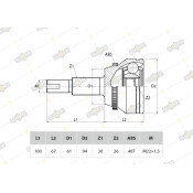 ШРУС Sufix, передний, наружный, арт. ST-1054