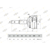 ШРУС Sufix, передний, наружный, арт. ST-1093