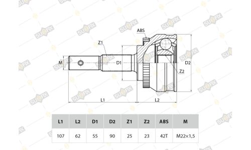 ШРУС Sufix, передний, наружный, арт. ST-1093