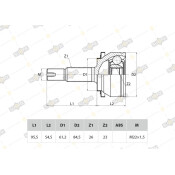 ШРУС Sufix, передний, наружный, арт. ST-1063