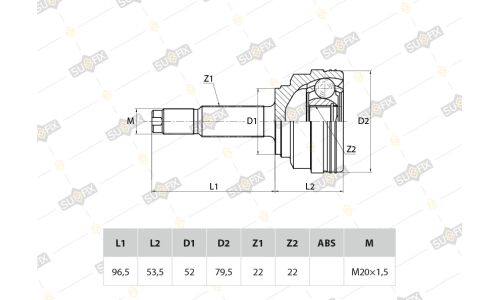 ШРУС Sufix, передний, наружный, арт. ST-1008
