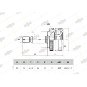 ШРУС Sufix, передний, наружный, арт. ST-1031