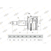 ШРУС Sufix, передний, наружный, арт. ST-1066