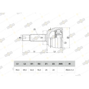 ШРУС Sufix, передний, наружный, арт. ST-1058
